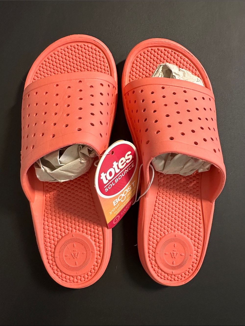 totes Coral Perforated Slide Sandals